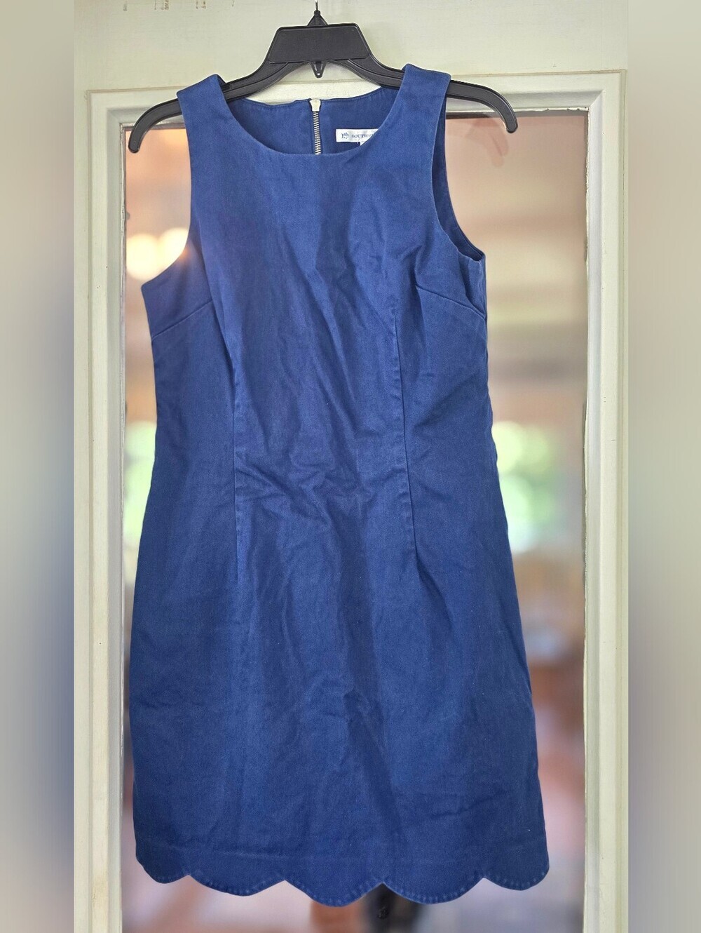 Southern Tide Navy Scallop Hem Sheath Dress Sz 8 Medium